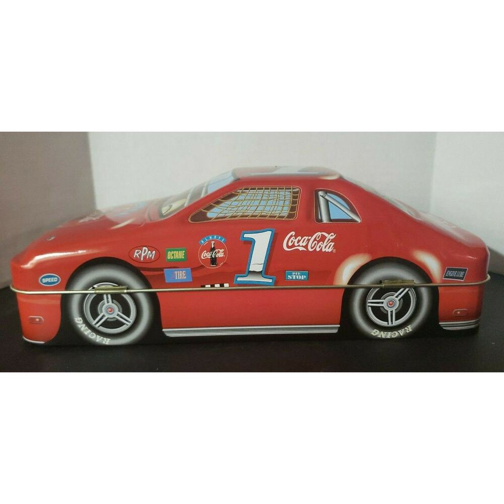 Vintage 1990's Coca Cola Race Car Collectible Metal Tin Great Shape Nice U128